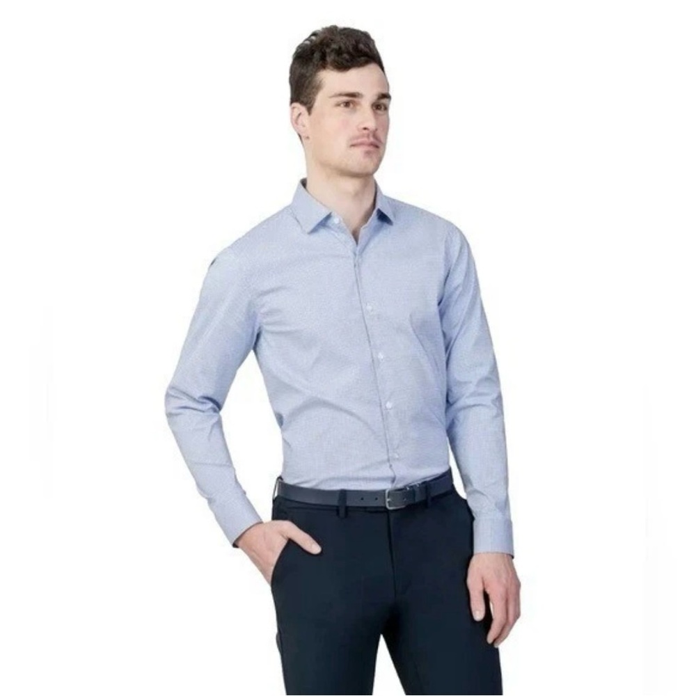 NWT Ministry of Supply Aero Dress Shirt Blue on Blue Grid - XXL Slim